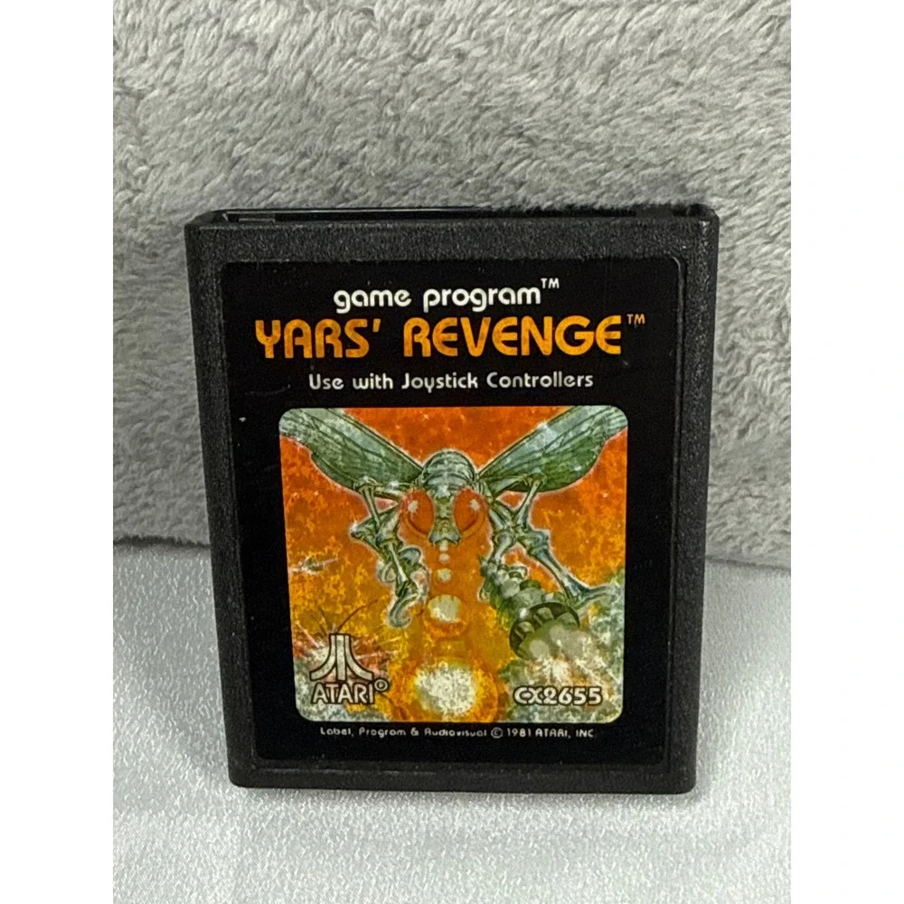 Atari Yars' Revenge Video Game Black CX2655 2600 Cartridge 1981 Vintage